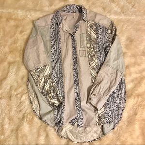 Free People All Patched Up Chambray Button Down